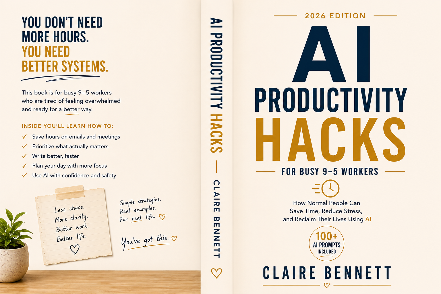 AI Productivity Hacks for Busy 9–5 Workers — front and back cover